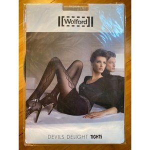 Wolford Devils Delight Womens Tights in linen color size Medium